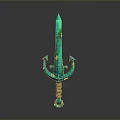 Turquoise Decorative Sword With Artistic Hilt And Wrapped Handle Design