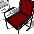 Modern Single Chair With Red Gray Upholstered Seats And Black White Metal Frames