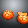 Two Orange Pumpkin Lanterns With Grid Patterns One Open Lid Design 3d model