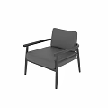 Black Leather Upholstered Accent Chair with Wooden Armrests and Modern Minimalist Design