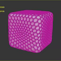 White Cube Shaped Electronic Device With Honeycomb Texture And Red Logo On Top 3d model