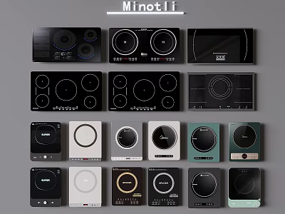 Minotii Kitchen Induction Cooktops With Various Designs And Modern Control Panels 3d model
