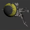 Mechanical Equipment with Yellow and Gray Spherical Components and Central Connecting Structure Attached Metal Brackets