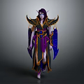 Fantasy Mage Game Movie Character With Purple Hair Pointed Ears And Ornate Robe