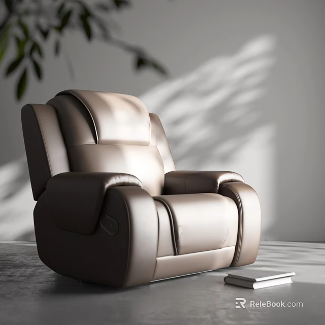 Modern Comfortable Leather Single Sofa For Living Room Interior With Beige Color And Soft Cushion 3d model 
