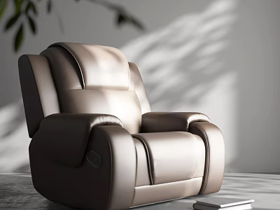 Modern Comfortable Leather Single Sofa For Living Room Interior With Beige Color And Soft Cushion 3d model