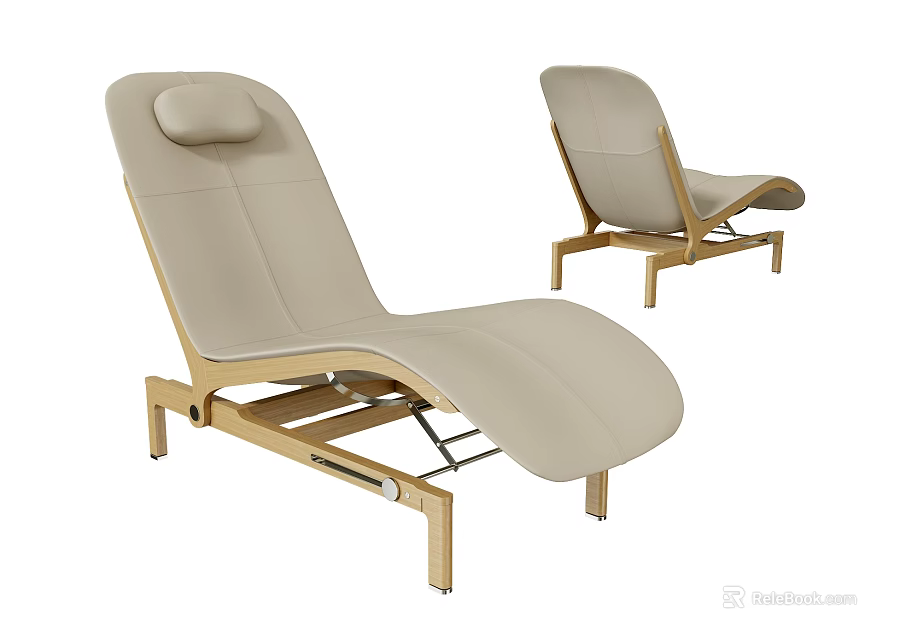 Modern Lounge Chairs With Wooden Frame And Beige Cushion For Comfortable Relaxation 3d model 