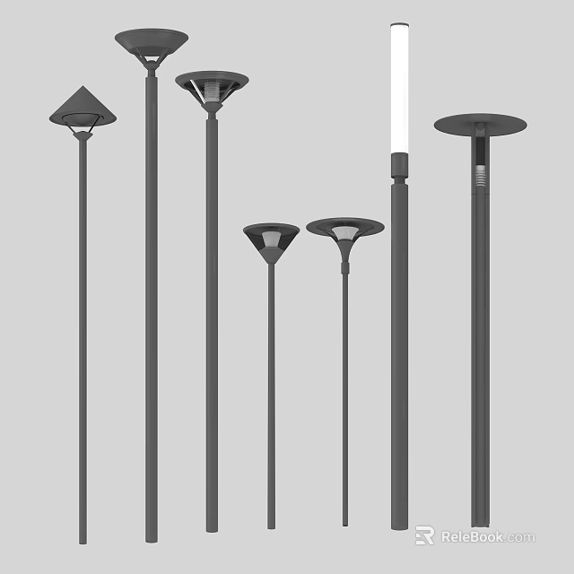 Modern Outdoor Lights With Various Pole Mounted Designs For Garden And Patio Use 3d model 