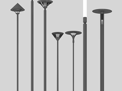 Modern Outdoor Lights With Various Pole Mounted Designs For Garden And Patio Use 3d model
