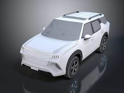 White Modern SUV With Stylish Front Grille Roof Rack And Black Wheels 3d model