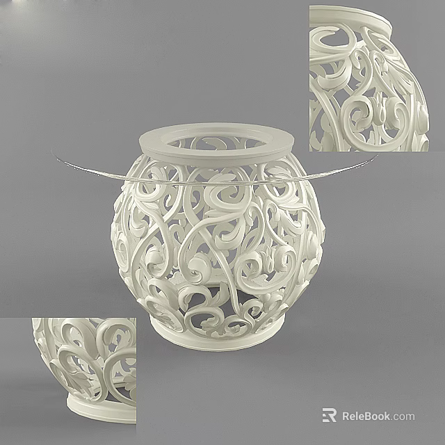 Elegant White Coffee Table With Intricate Curved Scroll Patterns Decorative Design 3d model 
