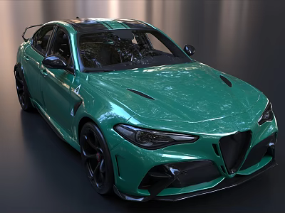 Glossy Green Sports Sedan Featuring Sleek Lines Black Wheels And Aggressive Front Fascia 3d model