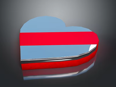 Heart Shaped Decorative Daily Life Item With Blue Red And Silver Edge Design 3d model