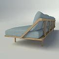 Modern Light Blue Sectional Sofa With Wooden Frame And Multiple Cushions 3d model