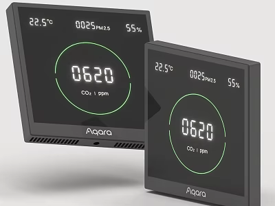 Aqara Smart Switch Panel Displaying Temperature Humidity CO2 Level and Power Readings 3d model