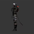 Detailed Creature Character 3D Model In Armored Costume With Open Arms Pose