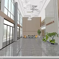 Elegant Modern Office Reception Lobby With Marble Feature Wall And Cozy Lounge Seating Area