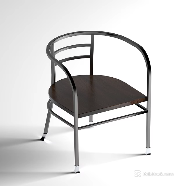 Modern Armchair With Metal Frame Curved Armrests And Dark Seat Design 3d model 