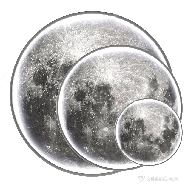 Modern Decorative Wall Lamps Featuring Moon Surface Design in Three Sizes 3d model 