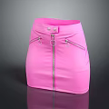 Pink Trendy Mini Skirt With Front Zipper And Metal Ring Accents