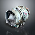Vintage Aircraft Engine Turbine With Metallic Casing And Detailed Fan Blades