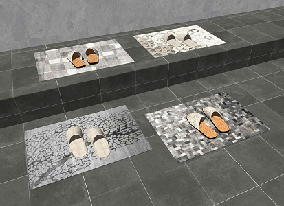 Modern Slippers Toilet Slippers Floor Mat Combination 3d model