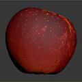 Juicy Red Apple with White Specks Yellow Top and Shiny Surface on Gray Background