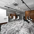 Modern Hair And Beauty Salon Interior With Wooden Panels Marble Floor And Styling Chairs