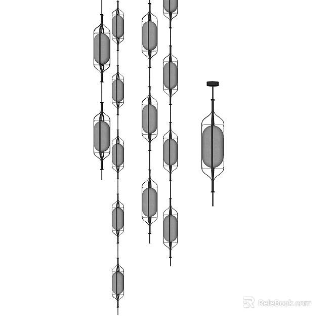 Modern Geometric Chandelier with Hanging Metal Frames for Interior Design 3d model