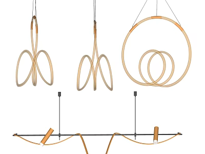Modern Pendant Lights With Circular Curved Geometric Shapes For Contemporary Home Interior Decor 3d model