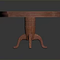 Octagonal Wooden Table with Blue Surface and Circular Dots Decorations on Three Legged Base