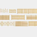 Various Wooden Fence Designs With Different Patterns And Styles For Outdoor Use 3d model