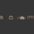 Various Shapes of Furniture Frames Arranged with Small House Like Structure in Initial Production Stage