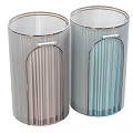 Stylish Striped Curtains In Gray And Blue For Modern Home Window Decoration
