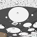 Modern ceiling pipe ceiling round lamp panel round soft film lamp air conditioning pipeline 3d model