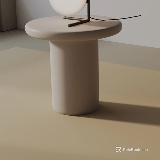 Modern Minimalist White Side Table With Round Top And Cylindrical Base 3d model