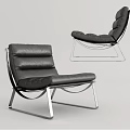 Modern Black Leather Leisure Chair With Sleek Metal Frame And Contemporary Comfortable Seating Design