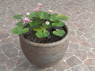 Chinese ancient fish culture ancient fish tank Chinese landscape sketch water tank lotus tank water tank ancient fish culture original water tank fish culture lotus pool 3d model