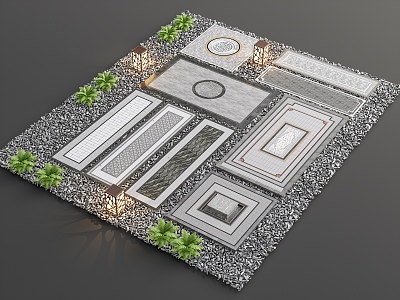 New Chinese Style Paving Garden Paving Floor Paving Setches Landscape Square Paving Courtyard Paving Courtyard Tiles 3d model