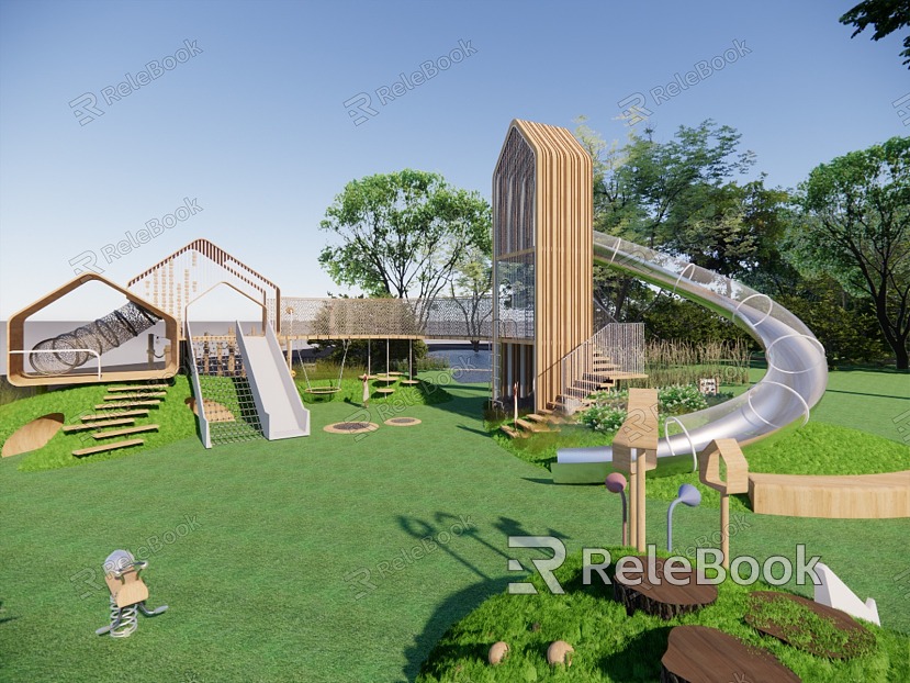 Children's play facilities play area landscape sketch kindergarten landscape facilities slide climbing model