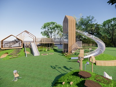 Children's play facilities play area landscape sketch kindergarten landscape facilities slide climbing 3d model