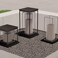 Modern Outdoor Lights with Metal Frame and Glass Shade Creating Warm Glow in Garden Patio