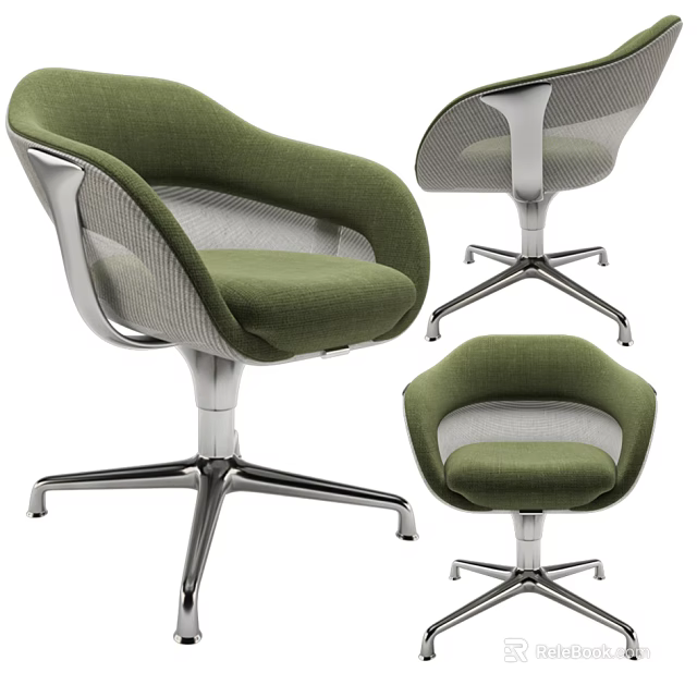 Modern Green Mesh Fabric Office Chair With Ergonomic Design And Metal Base 3d model 