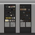 Modern Tea Cabinet With LED Lighting Shelves For Teapots Tea Canisters And Storage