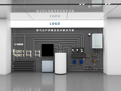 Gas Solutions Shop Showcasing Home Gas Supply Systems Water Heater And Control Panels 3d model