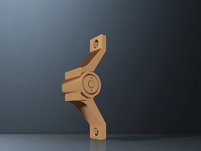 Golden Metal Hardware Hinge With Mounting Holes And Circular Joint For Furniture Assembly 3d model