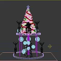 Star Top Christmas Decoration In Shopping Mall Lobby With Carousel Base And Reindeer