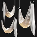 Elegant White Fabric Pendant Light With Soft Curved Shade And Hanging Ring Design