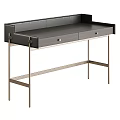 Modern Dressing Table With Gray Finish Metal Legs And Drawers Design