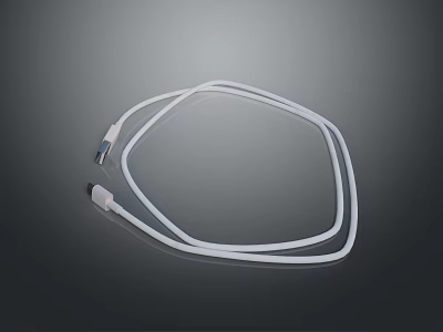 White USB Charging Data Cable With Durable Smooth Surface And Connector Ends 3d model